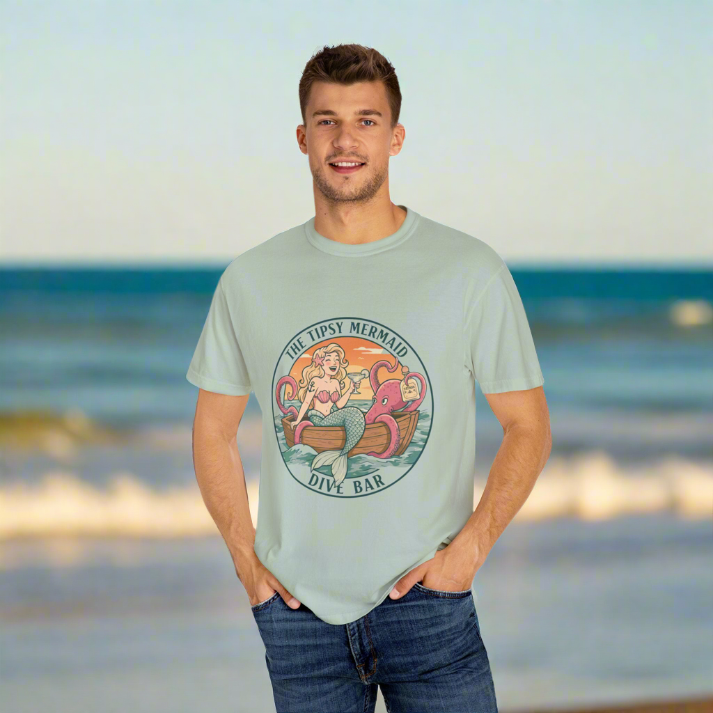 The Tipsy Mermaid Dive Bar Unisex Garment-Dyed T-Shirt