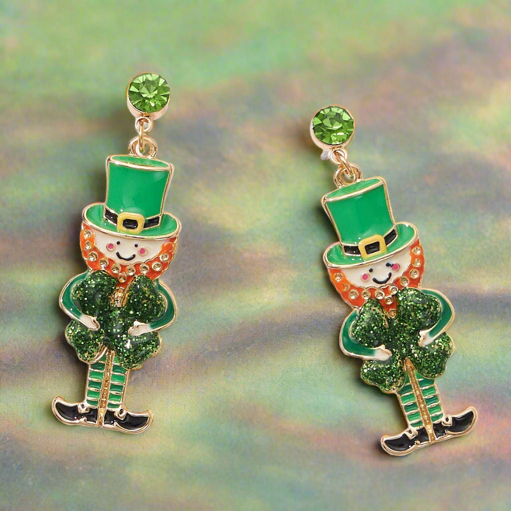 Lucky Symbol Leprechuan Post Earring for Saint Patrick's