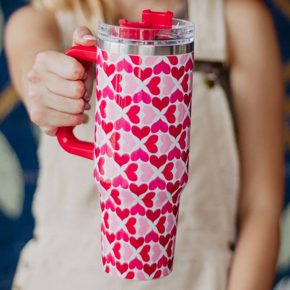 Multicolored Hearts Valentine's Day Tumbler Cup: Multicolored no