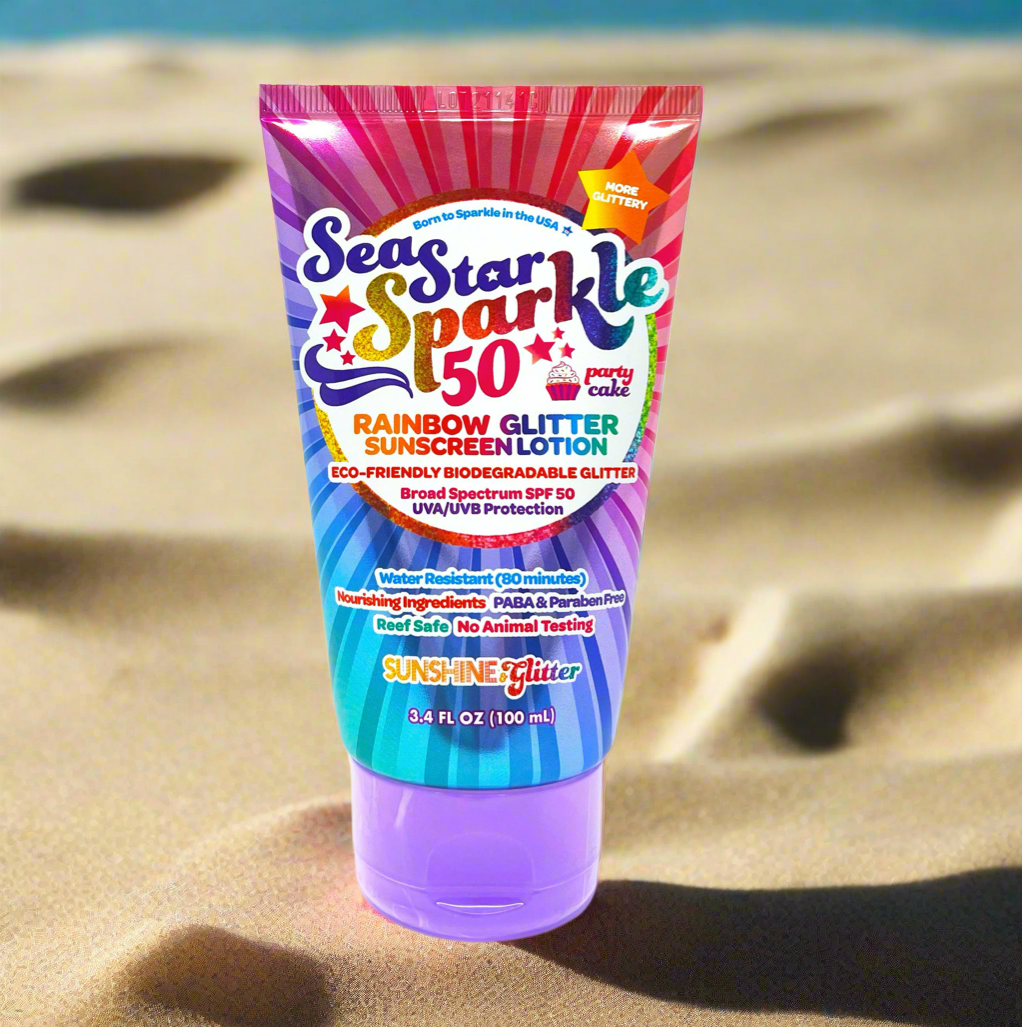 Sea Star Sparkle Party Cake SPF 50 Glitter Sunscreen