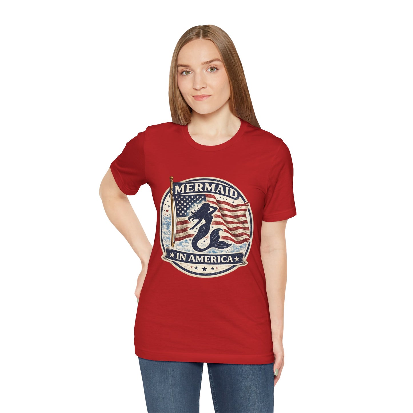 Mermaid in America T-Shirt – Patriotic Mermaid Graphic Tee