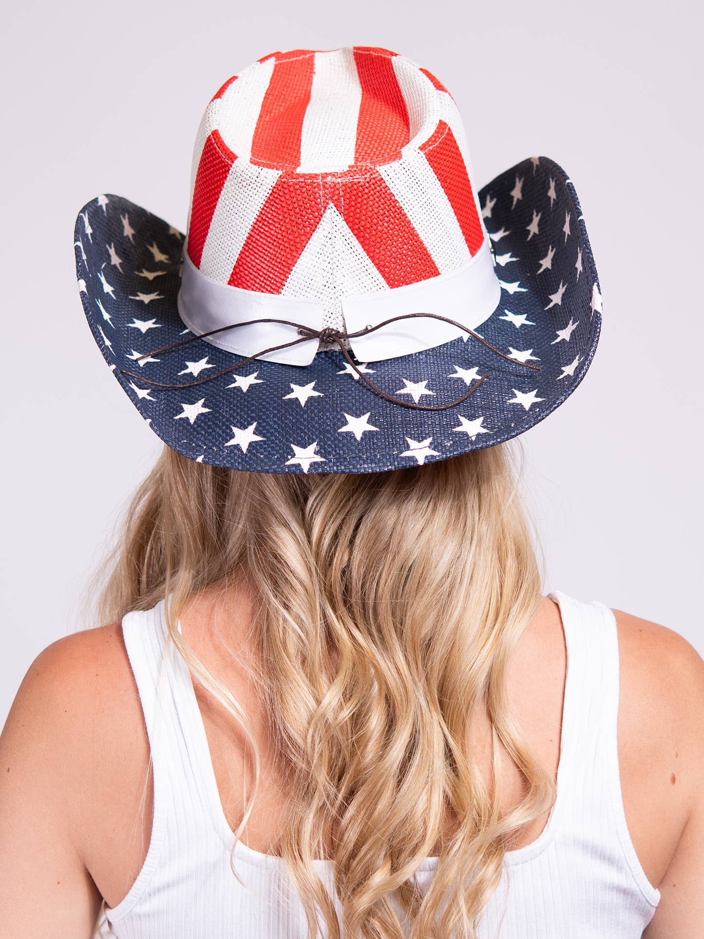 Western Wide Brim Paper Braid Cowboy Hat with Star Studs: White