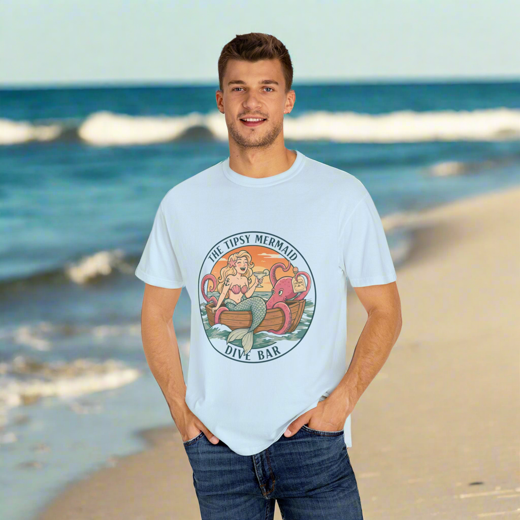 The Tipsy Mermaid Dive Bar Unisex Garment-Dyed T-Shirt