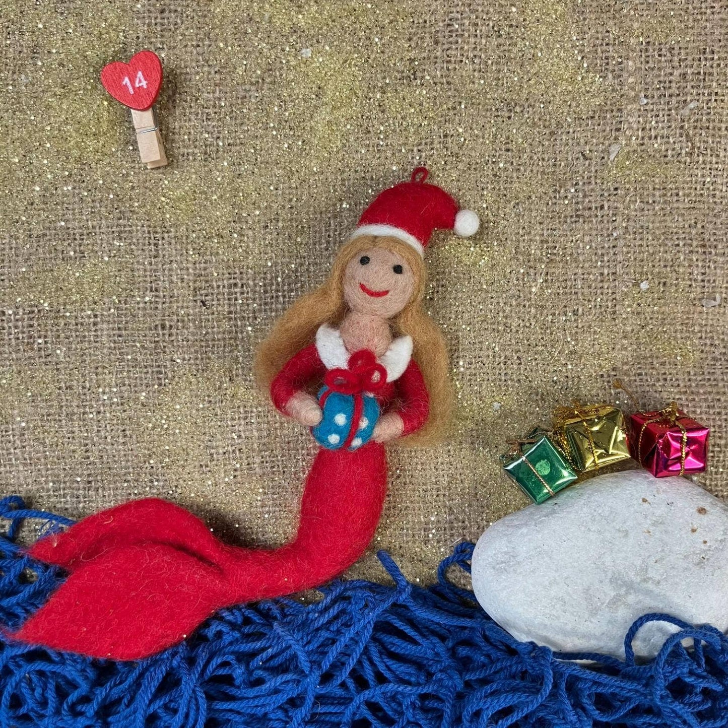 Handmade Felt Christmas Mermaid Hanging Decoration