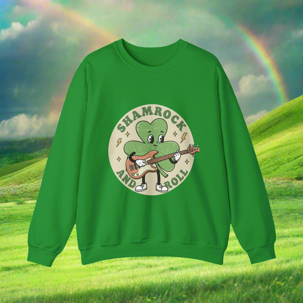 Shamrock and Roll Unisex Crewneck Sweatshirt - Perfect for St. Patrick's Day