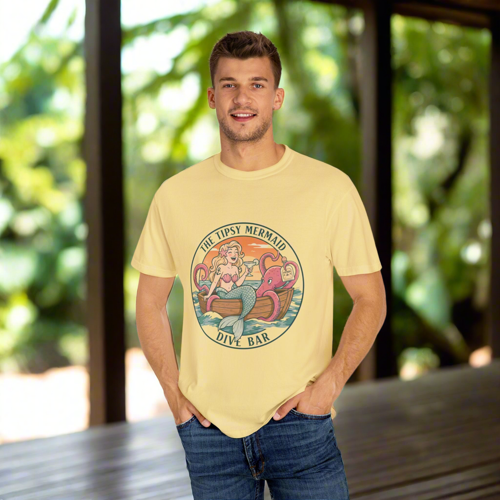 The Tipsy Mermaid Dive Bar Unisex Garment-Dyed T-Shirt