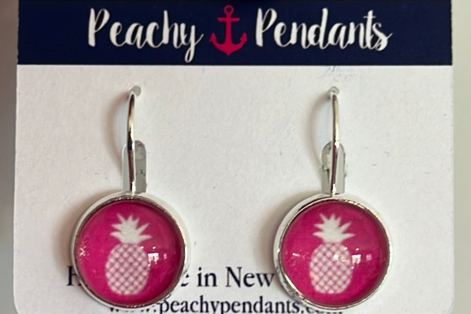 Earrings Dangle - pink pineapple/Silver