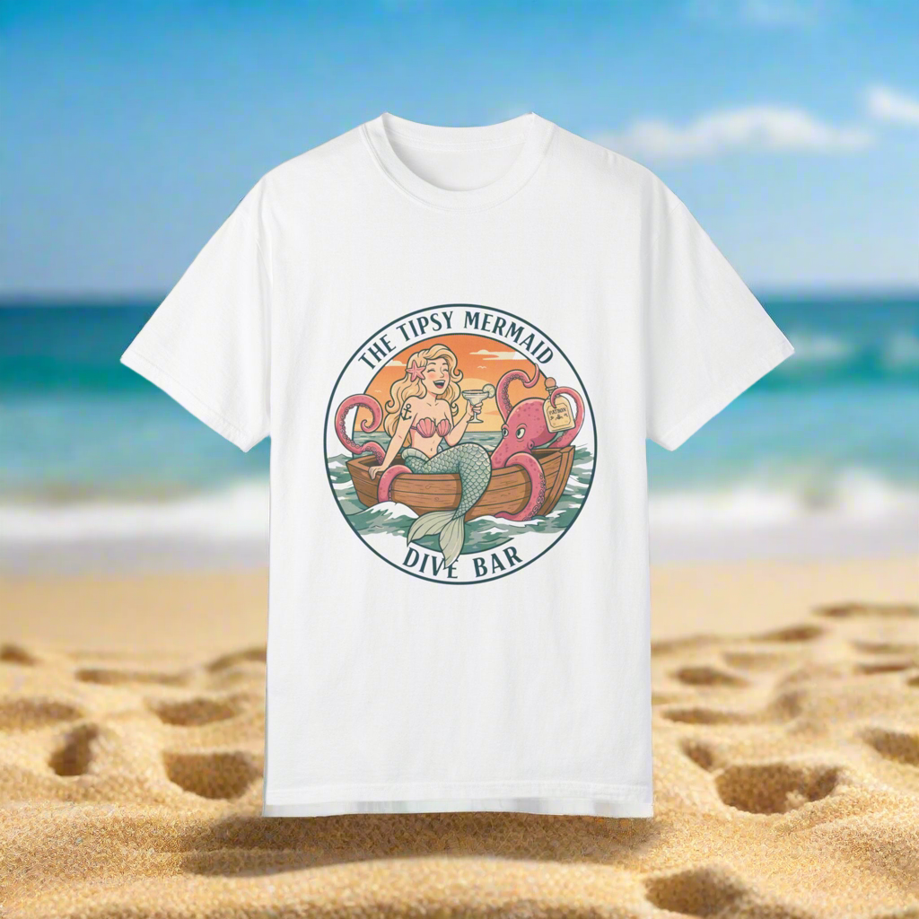 The Tipsy Mermaid Dive Bar Unisex Garment-Dyed T-Shirt