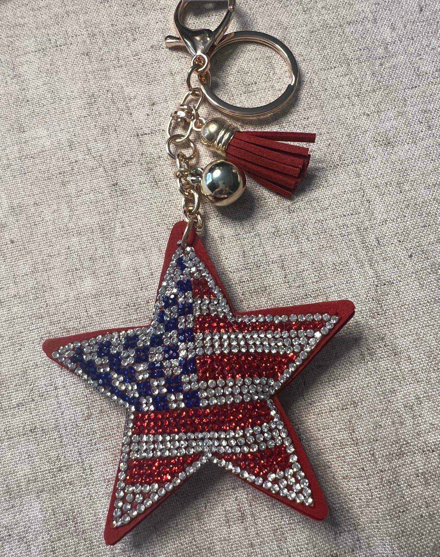 Patriotic Bling Star keychain