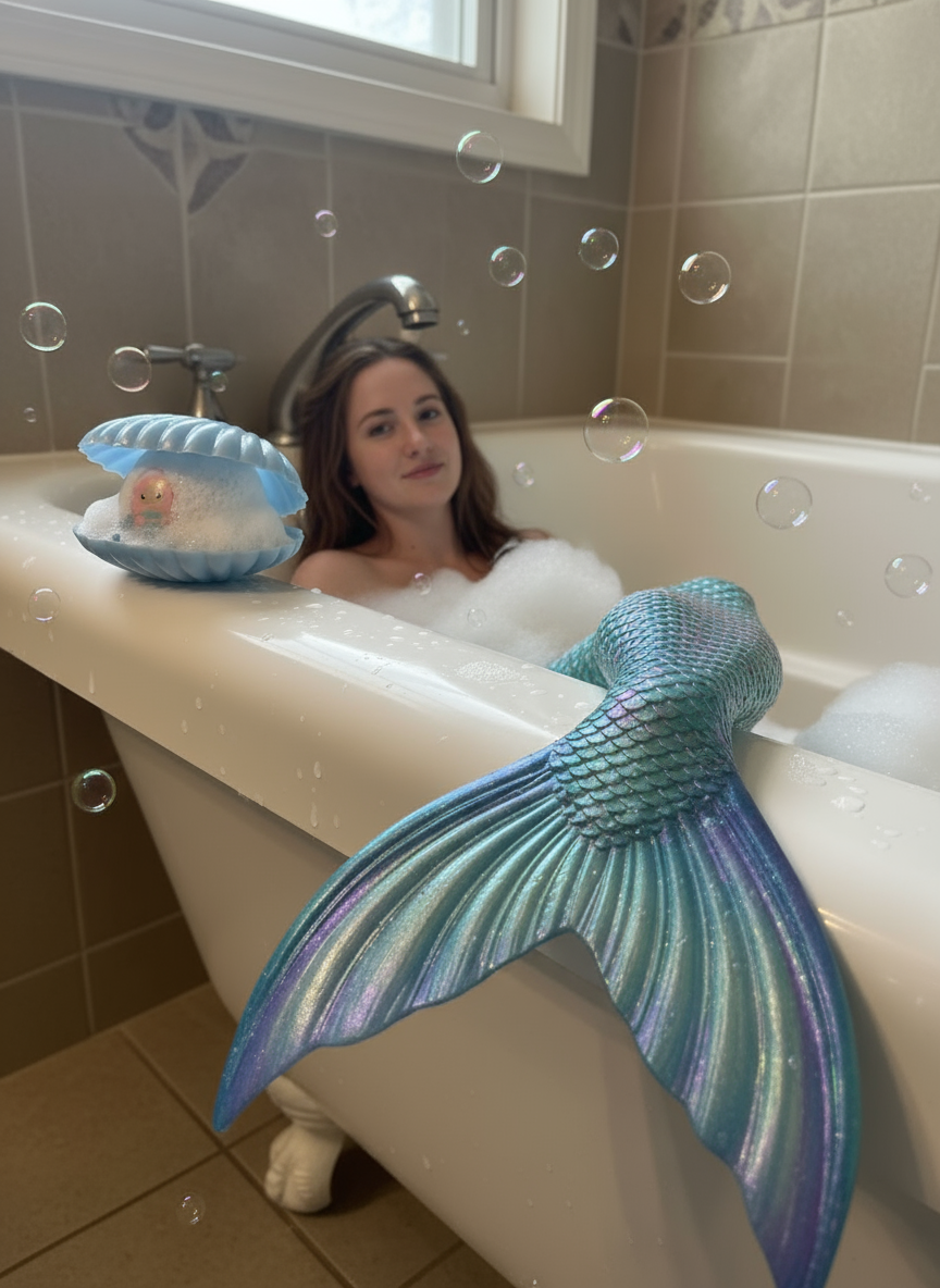 Mermaid pearl oyster shell bath bomb