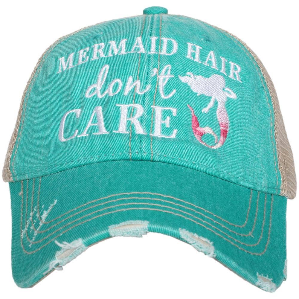 Mermaid Hair Don't Care Trucker Hats: Pink