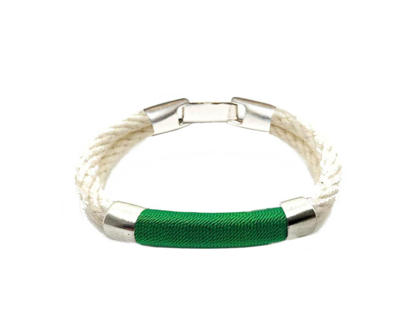 BRACELET - Nautical Rope, Nantucket Style - Green: Gold - Medium