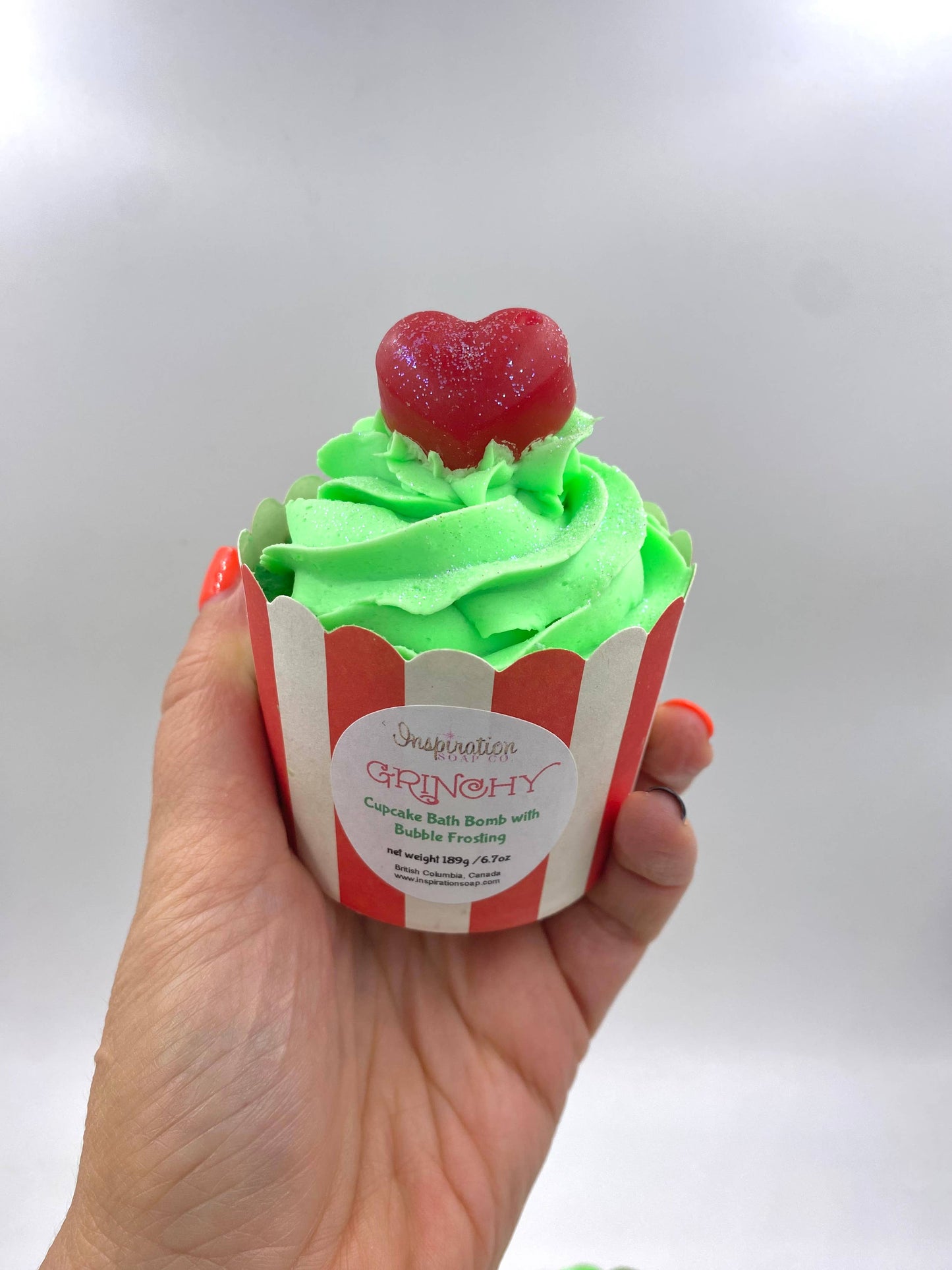 Grinchy Cupcake Bath Bomb with Bubble Frosting XL