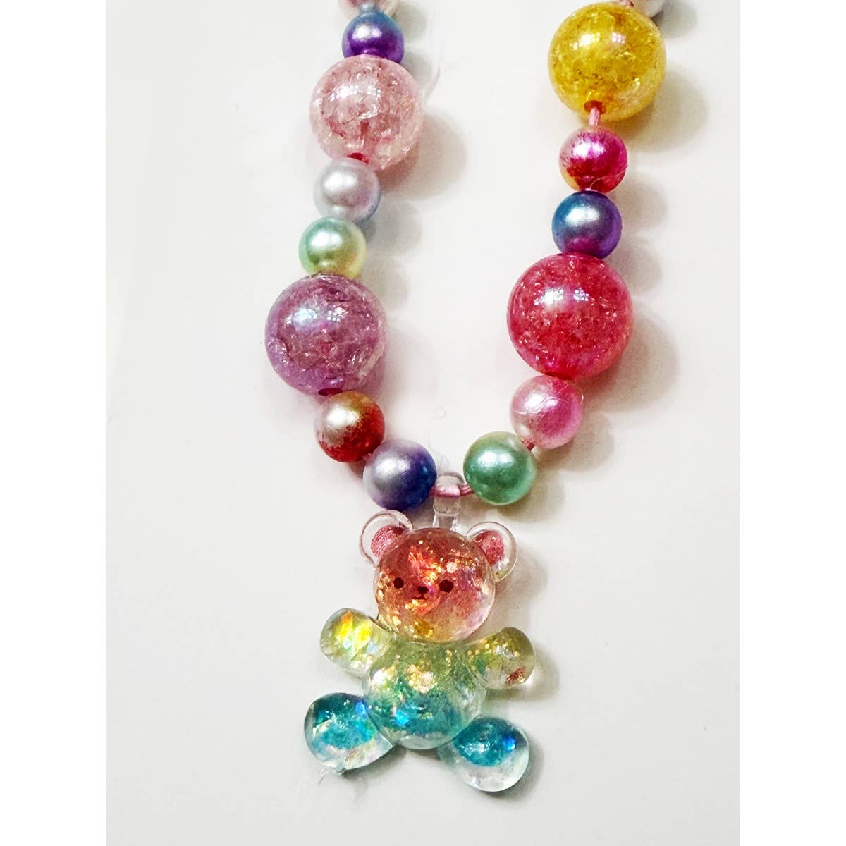 Kids Bear Charm Colorful Necklace