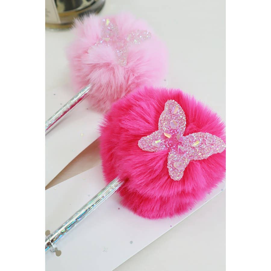 Butterfly Plush Pom Pom Pen