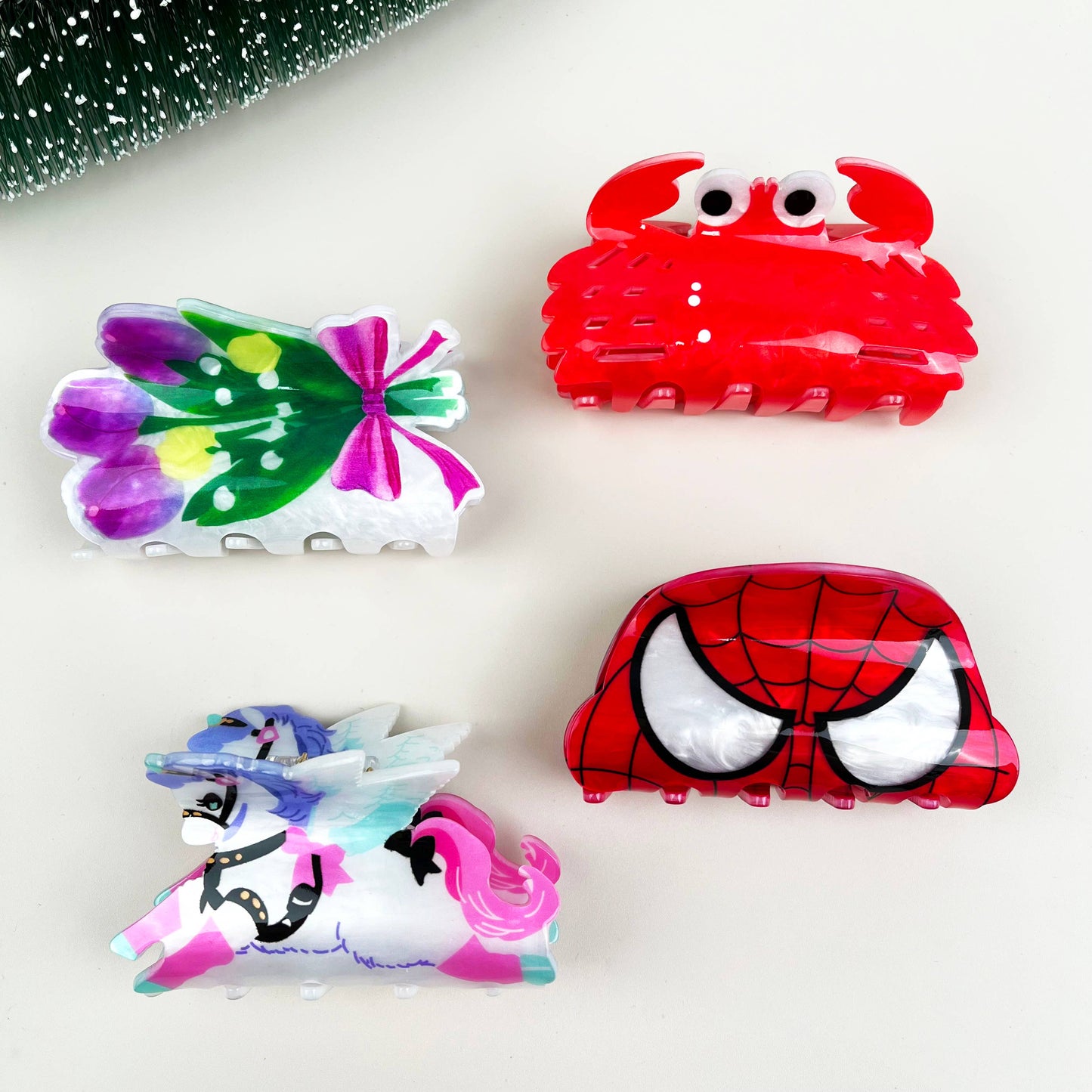 Cartoon animal hair clips crab spiderman claw clip: Crab