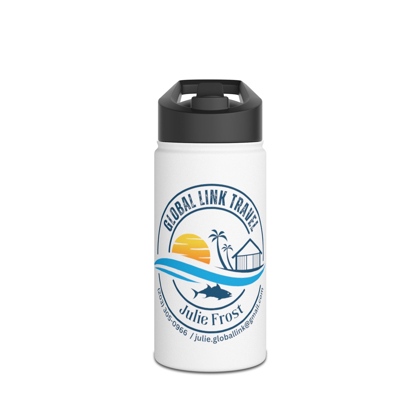 Global Link Travel Stainless Steel Water Bottle, Standard Lid