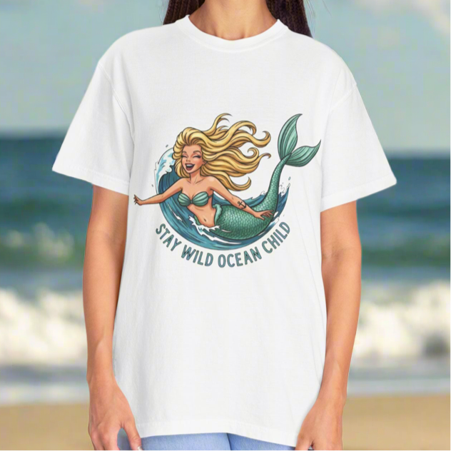 “Stay Wild Ocean Child” Mermaid Tee