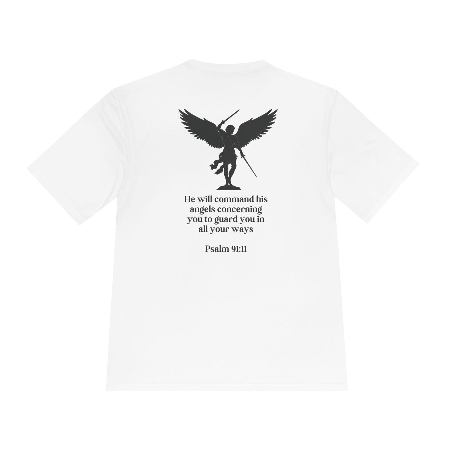 Unisex Moisture Wicking Tee - Psalm 91:11 Inspirational Sports Shirt