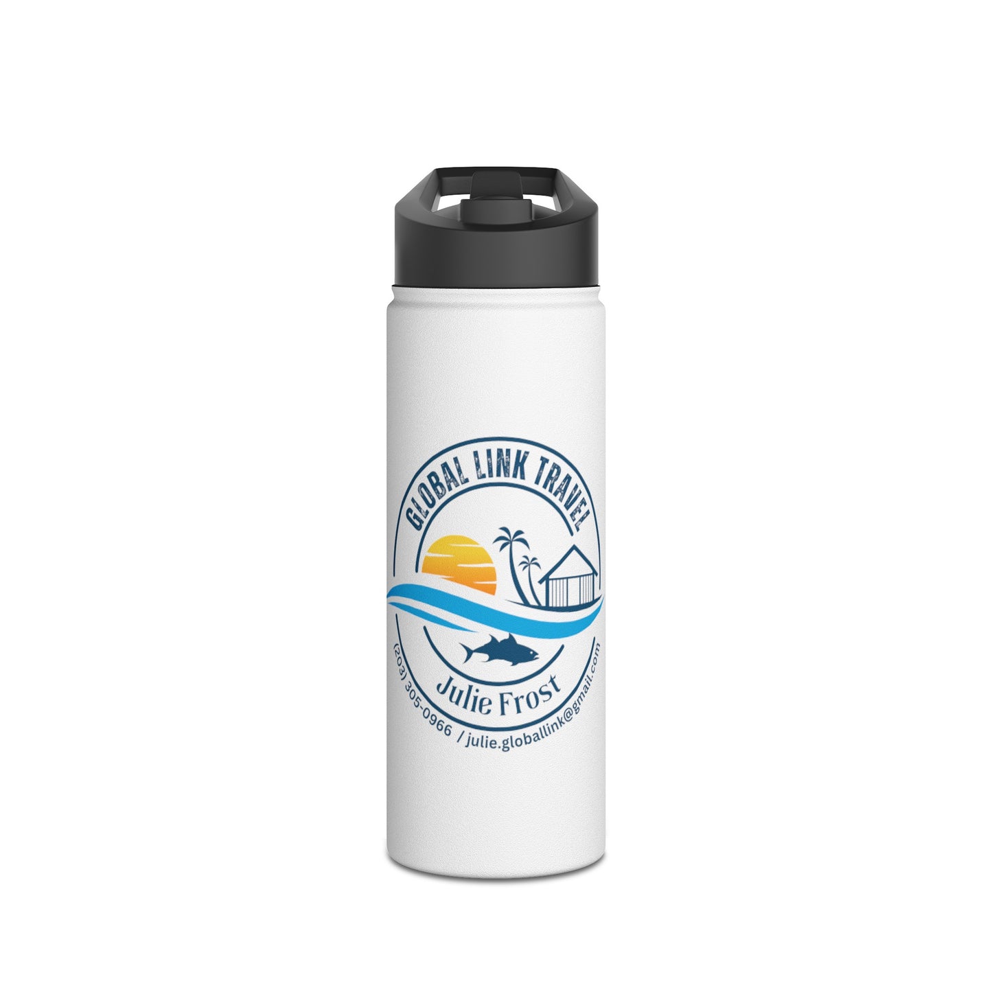 Global Link Travel Stainless Steel Water Bottle, Standard Lid