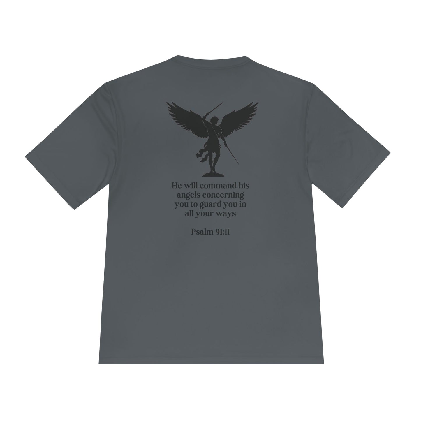 Unisex Moisture Wicking Tee - Psalm 91:11 Inspirational Sports Shirt