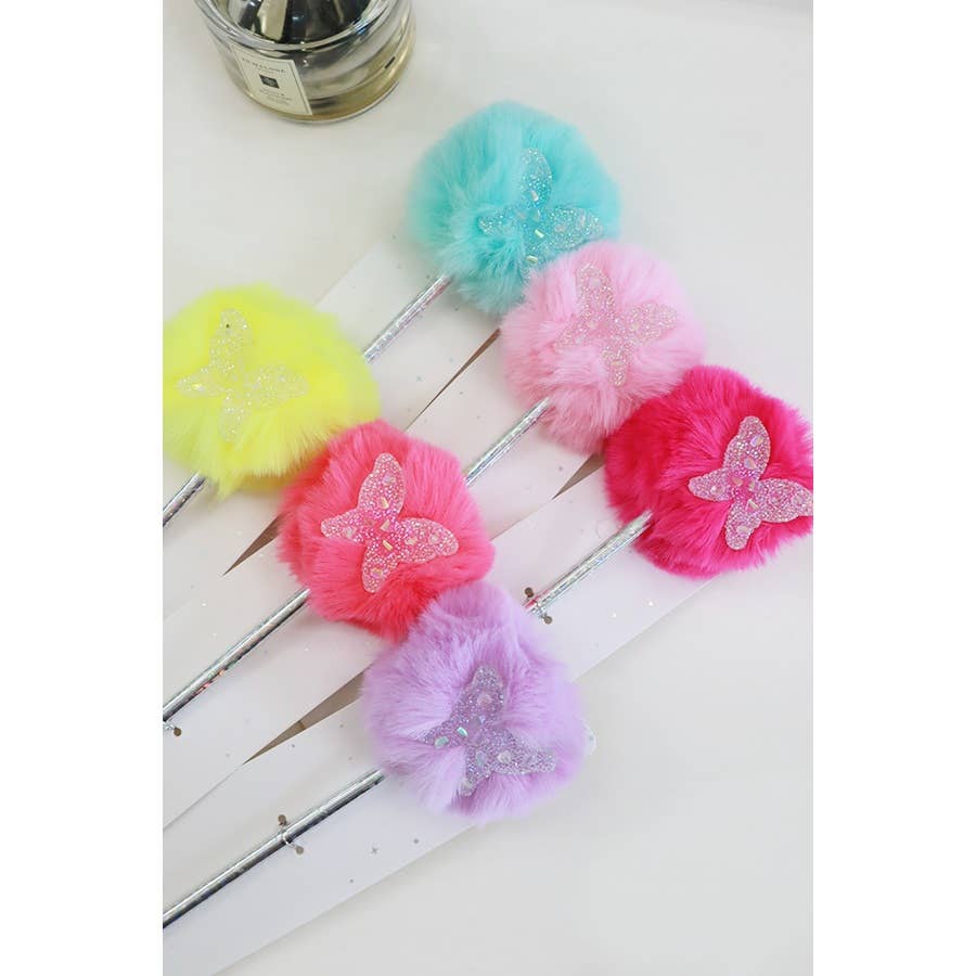 Butterfly Plush Pom Pom Pen