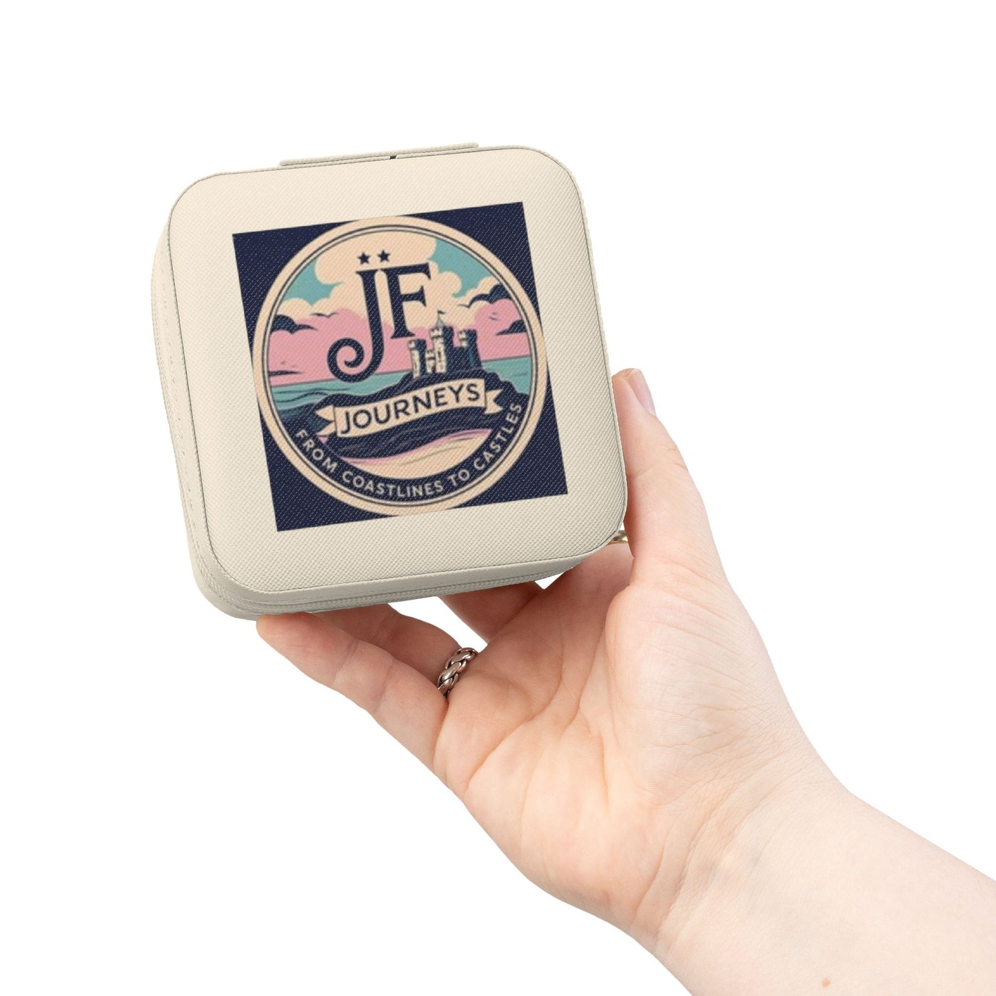 JF travel Compact Travel Jewelry Case — 'Journey' Logo Organizer for Rings, Earrings & Necklaces