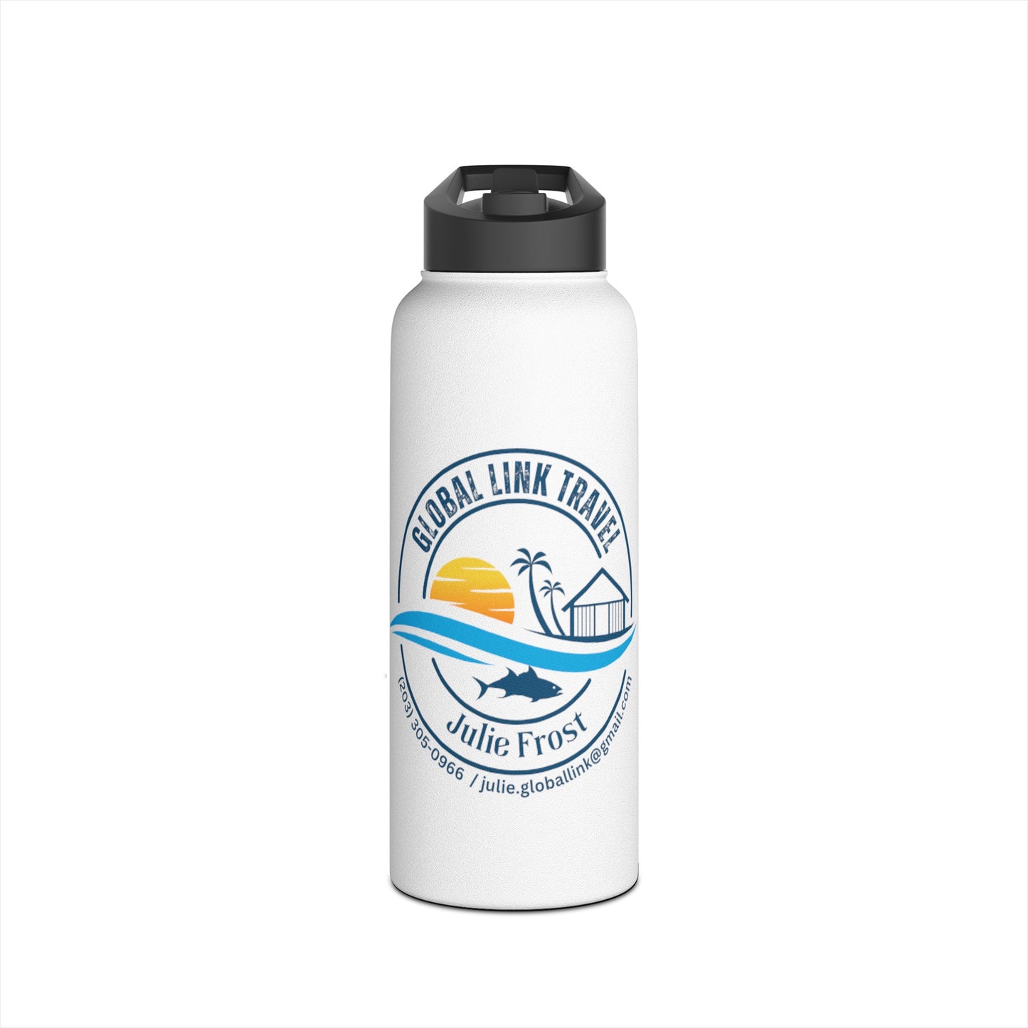 Global Link Travel Stainless Steel Water Bottle, Standard Lid