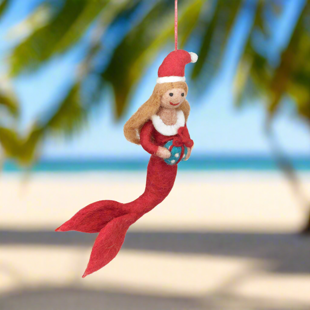 Handmade Felt Christmas Mermaid Hanging Decoration