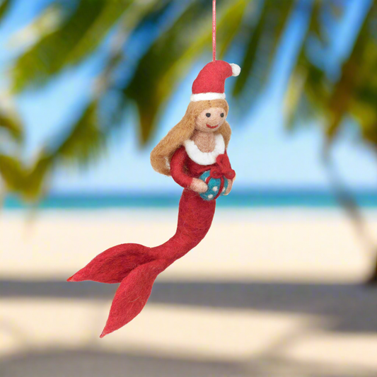 Handmade Felt Christmas Mermaid Hanging Decoration
