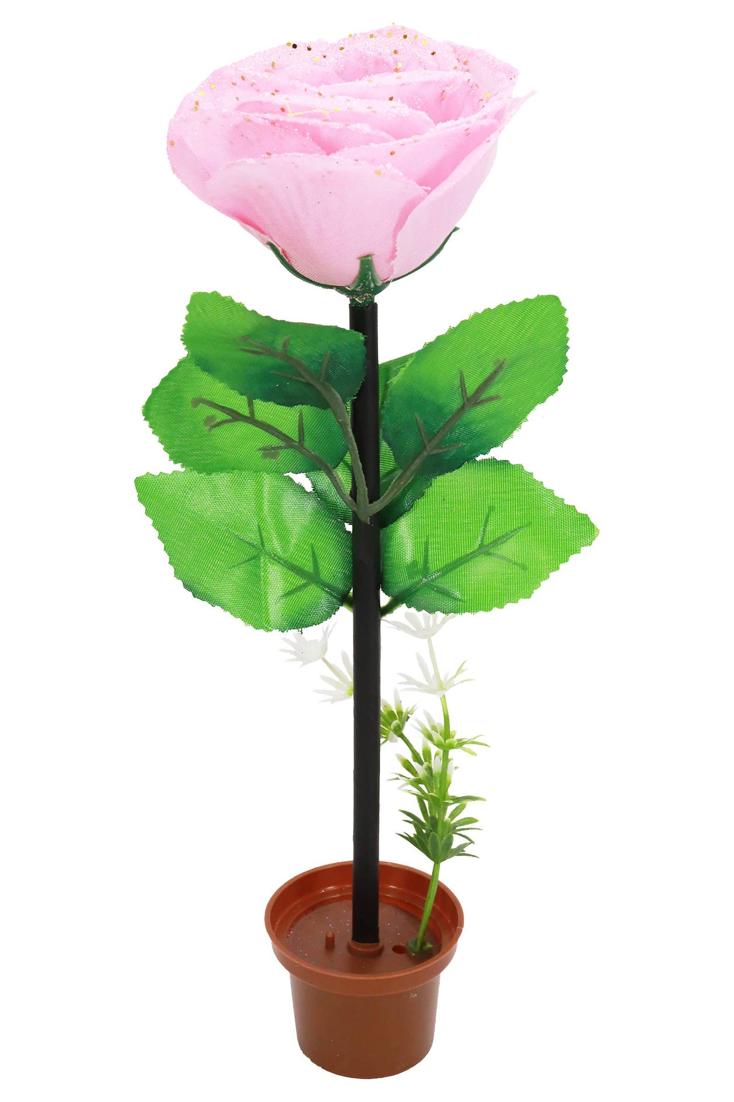 Glittery Rose Ballpoint Pen And Stand