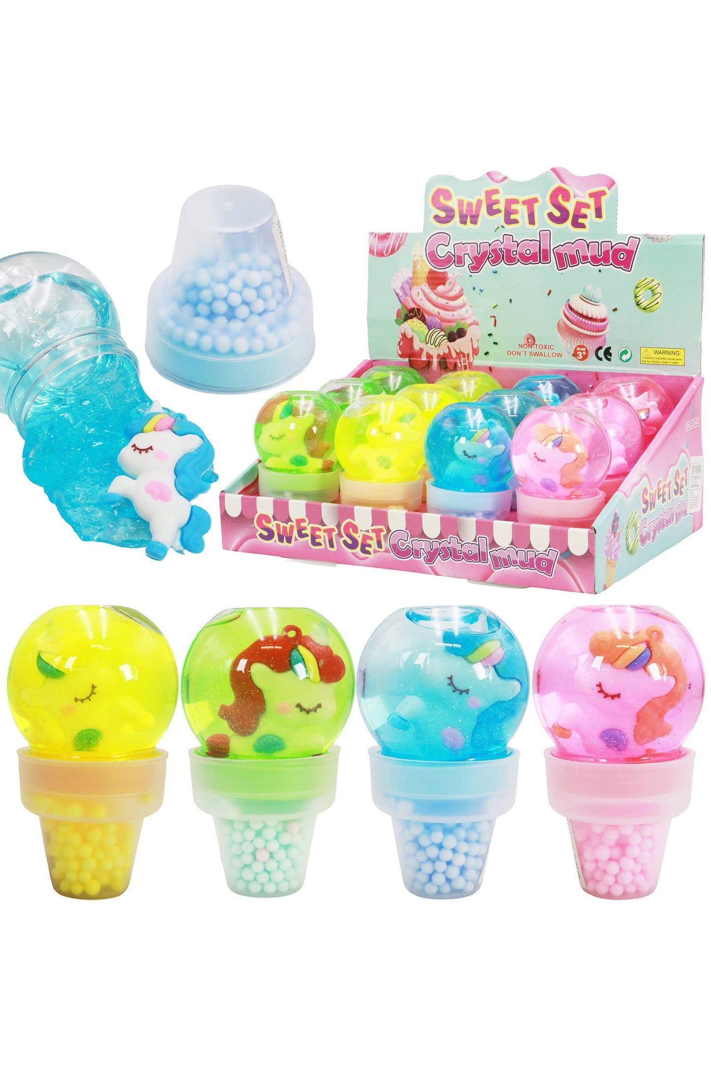 Unicorn Figure Foam Ball Slime Ice Cream Jar