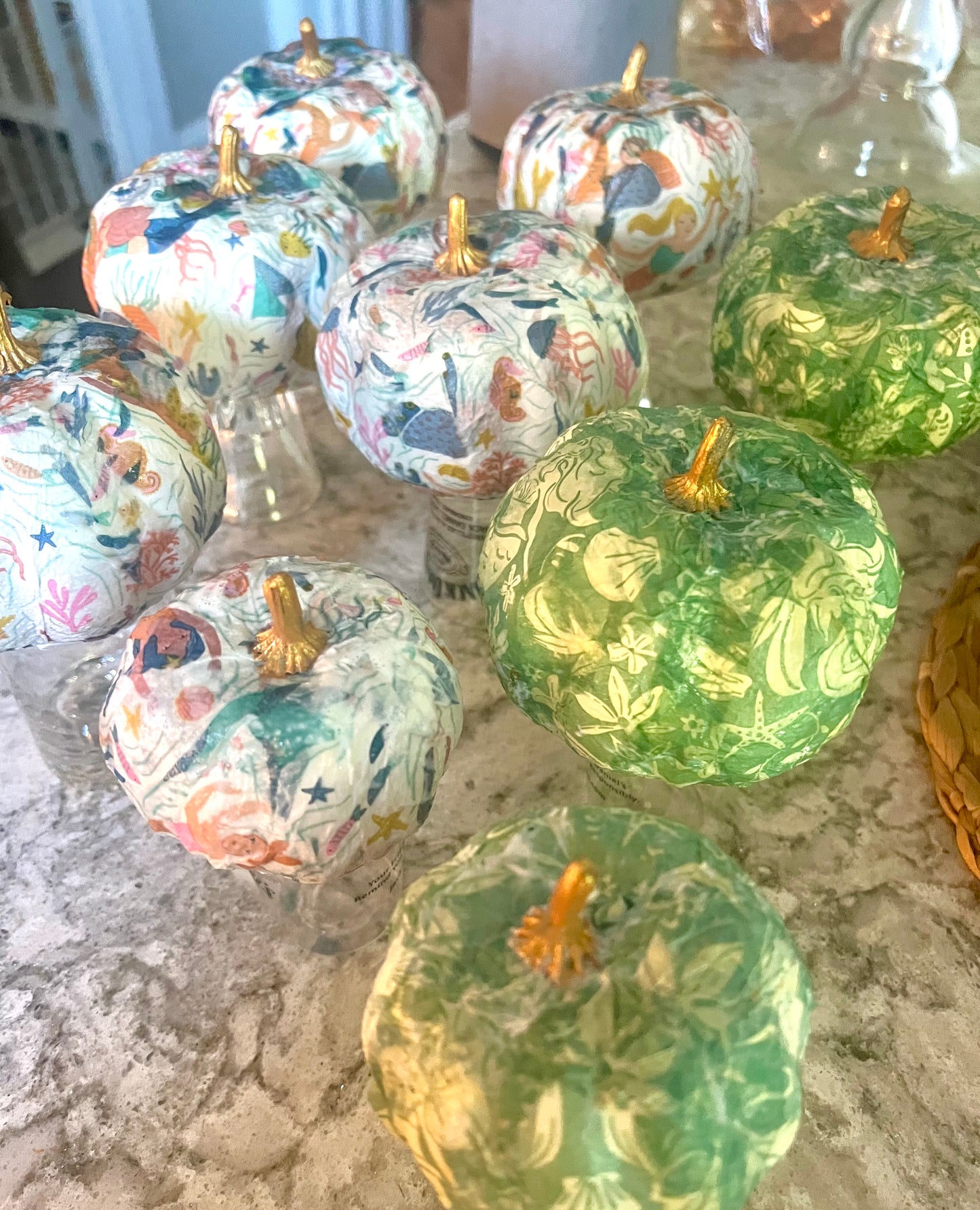 Decoupage mermaid pumpkins