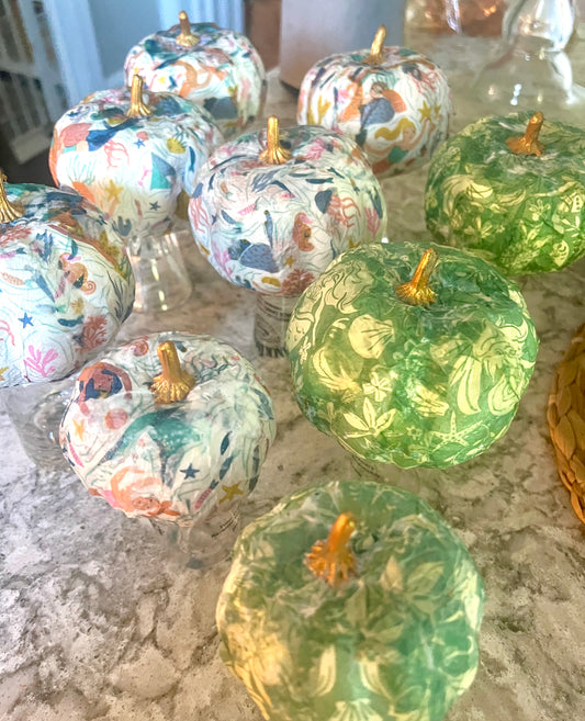 Decoupage mermaid pumpkins