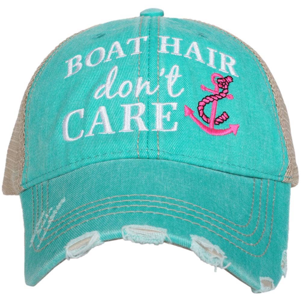 Boat Hair Don't Care Trucker Hats: Hot Pink