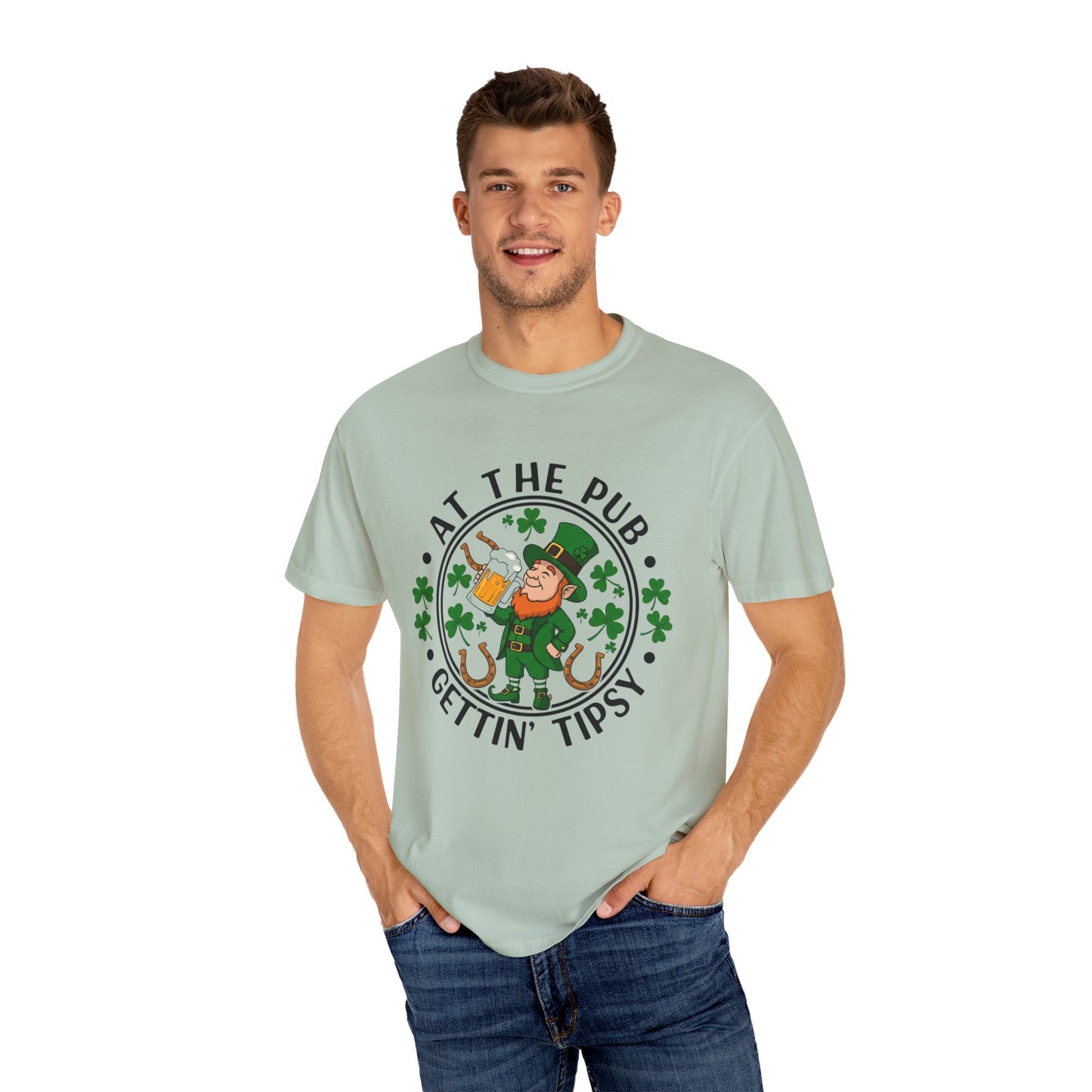 St. Patrick's Day Unisex T-Shirt - 'At The Pub, Gettin' Tipsy' Graphic Design