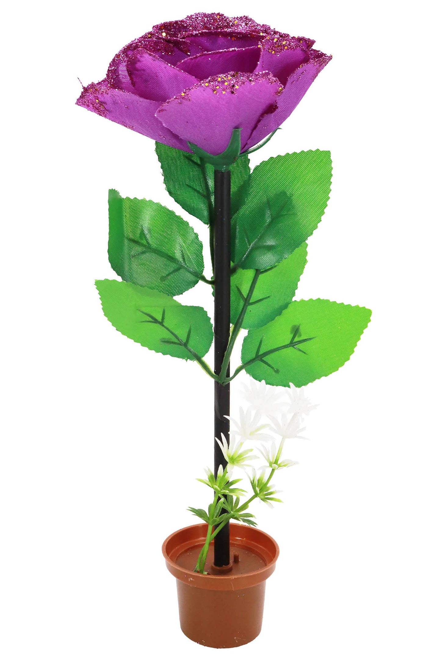 Glittery Rose Ballpoint Pen And Stand