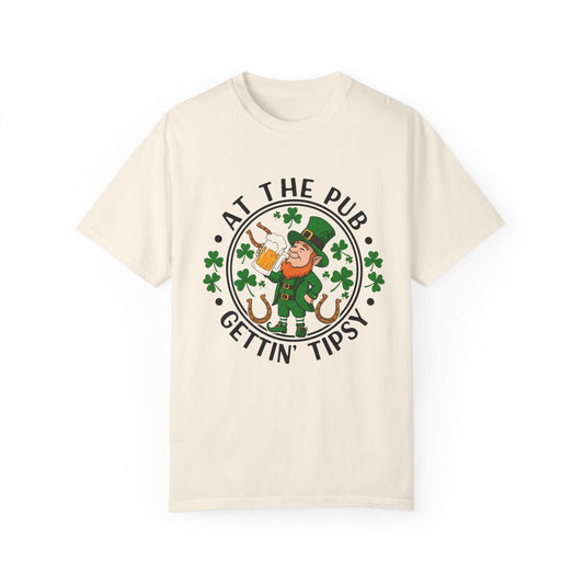 St. Patrick's Day Unisex T-Shirt - 'At The Pub, Gettin' Tipsy' Graphic Design