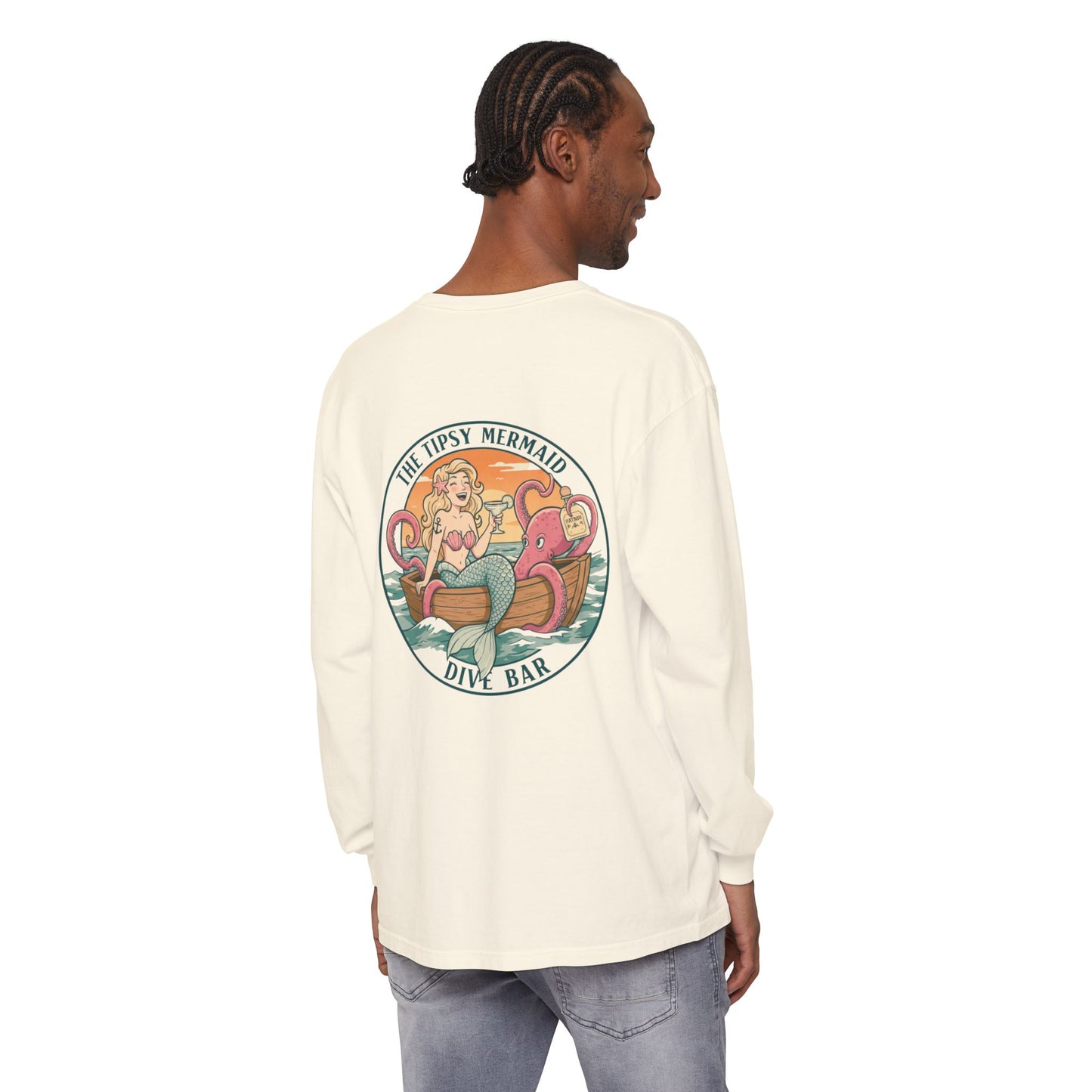 Tipsy Mermaid Long Sleeve T-Shirt - Dive Bar Vibe for Fun-Loving Souls