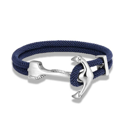 (Copy) Anchor Rope Bracelet - navy: Silver