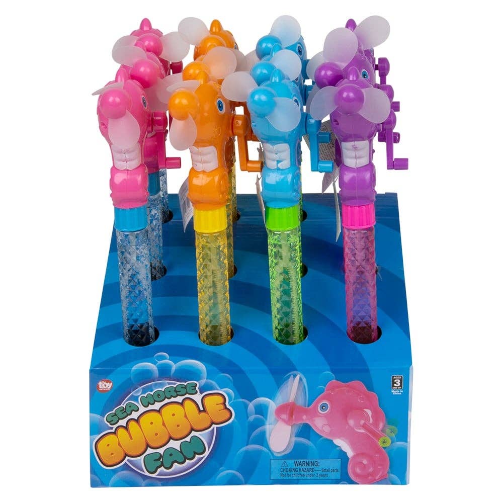 11.75" SEA HORSE WIND-UP FAN BUBBLE BATON LLB kids toys