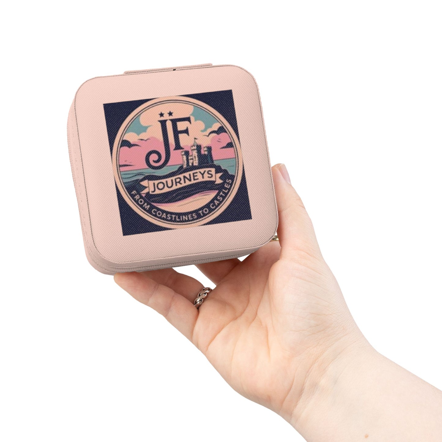 JF travel Compact Travel Jewelry Case — 'Journey' Logo Organizer for Rings, Earrings & Necklaces