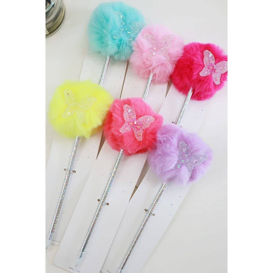 Butterfly Plush Pom Pom Pen