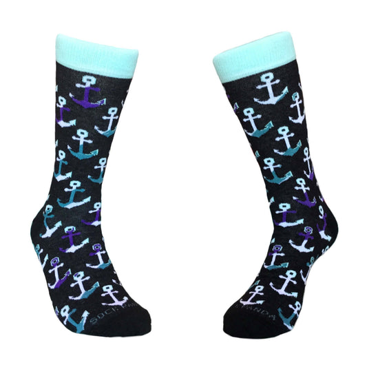 Colorful Anchor Pattern Socks from the Sock Panda: Size 10-13 (Adult Large)