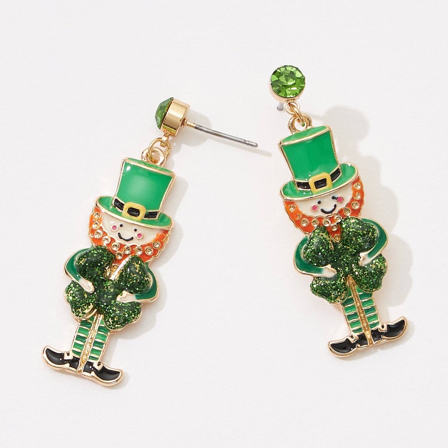 Lucky Symbol Leprechuan Men Post Earring for Saint Patrick's