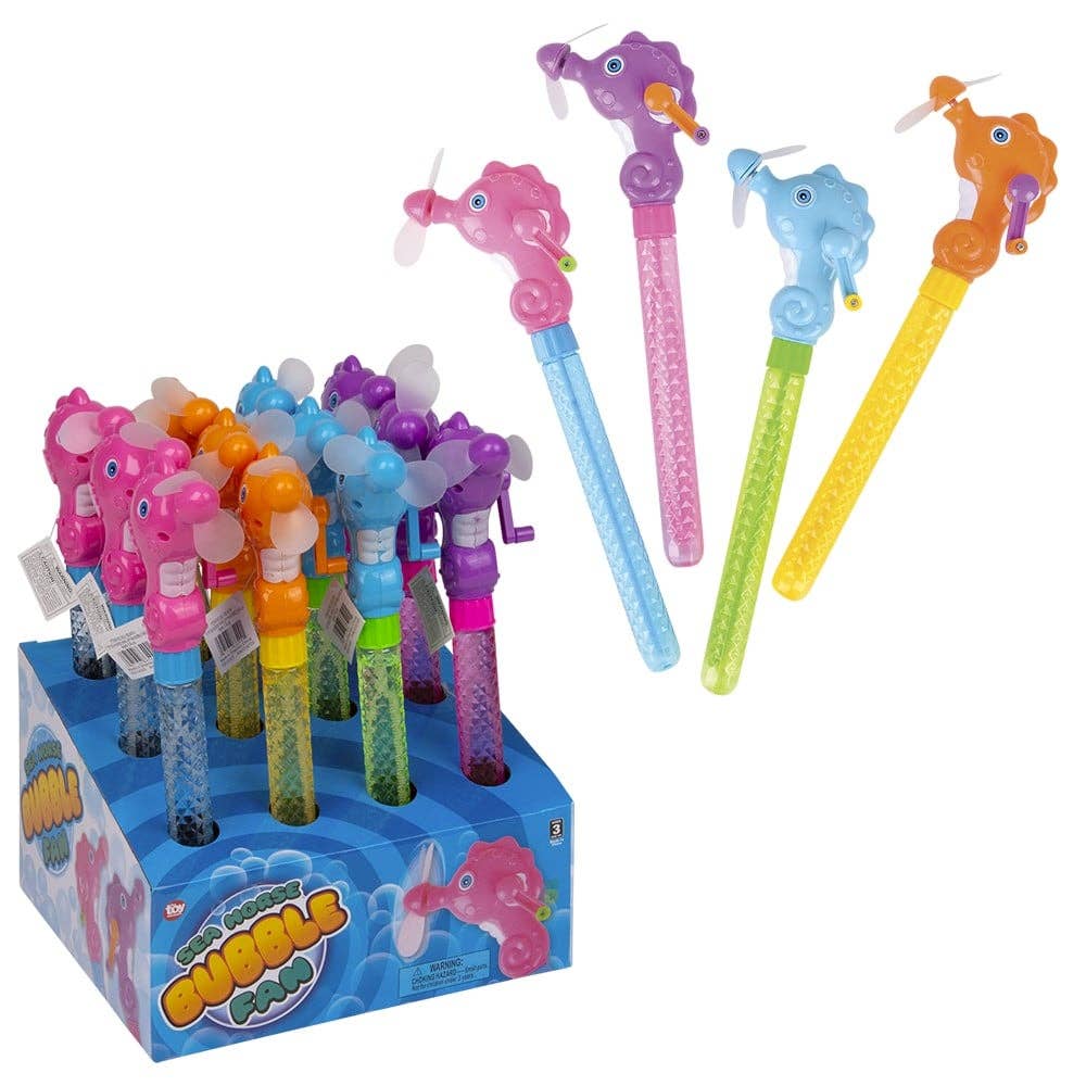 11.75" SEA HORSE WIND-UP FAN BUBBLE BATON LLB kids toys