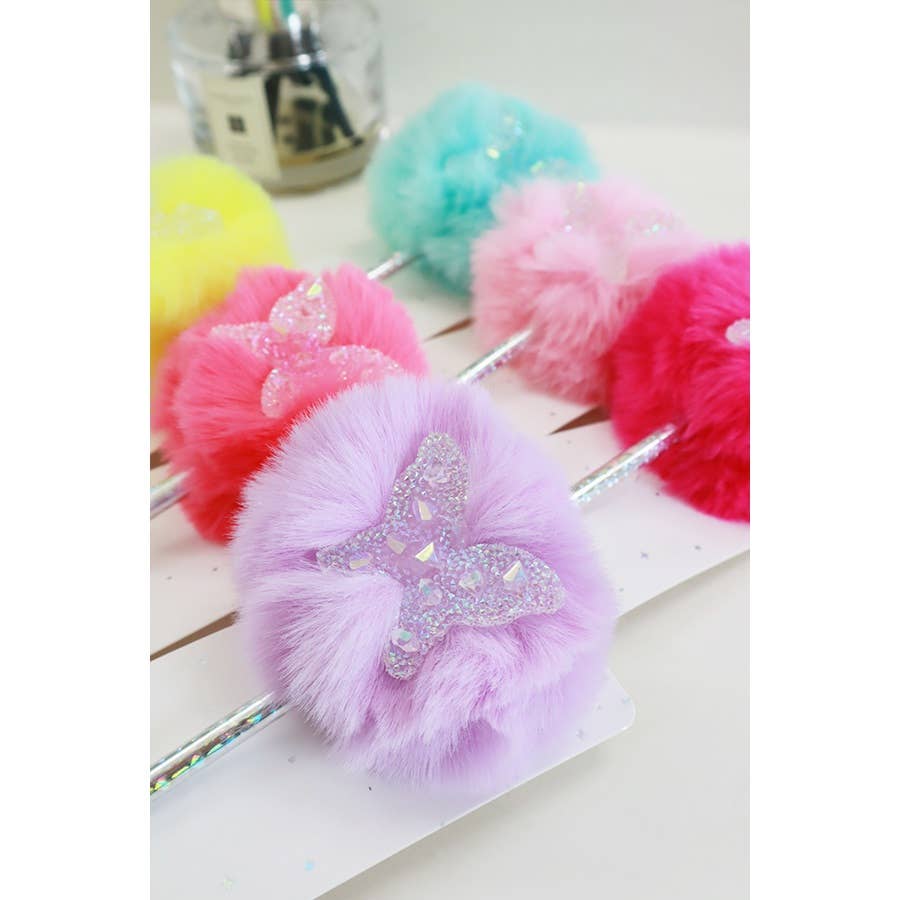 Butterfly Plush Pom Pom Pen