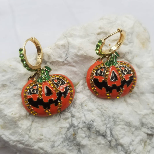 Crystal Pumpkin Dangle Earrings