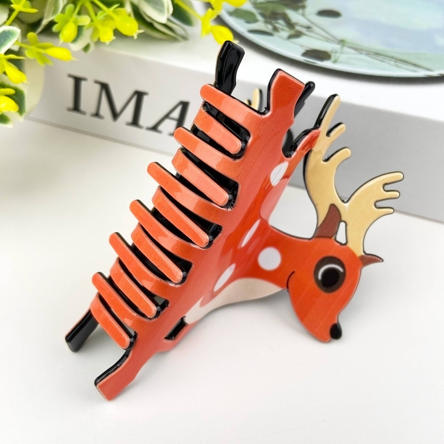 Elk Christmas Hair Clip: Deer