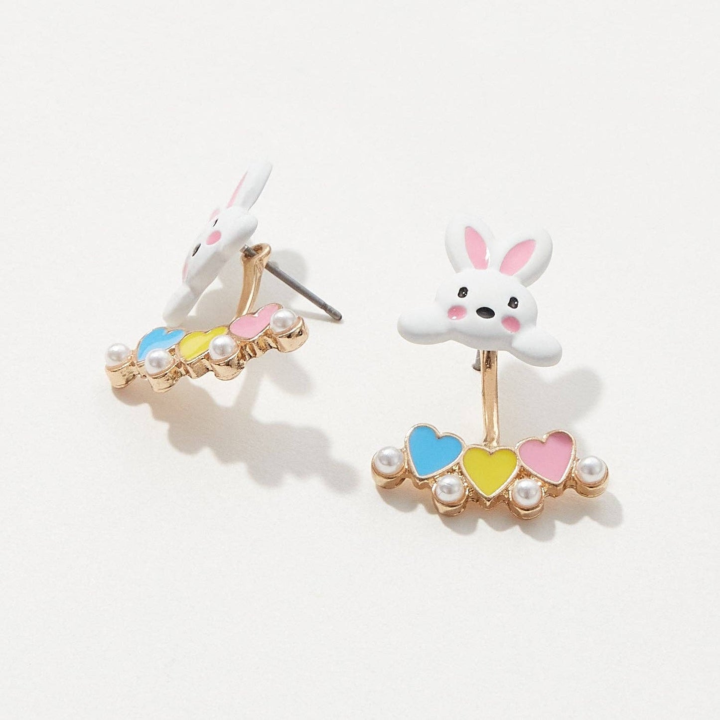 Cute Enamel Bunny Post Earring for Easter and Everyday